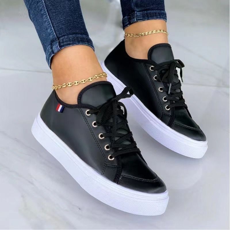 Scarpe casual in gomma da donna con piattaforma a punta tonda