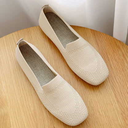 Donna Flats Mesh Ballet Square Toe Slip-On Loafers Breathable Flats