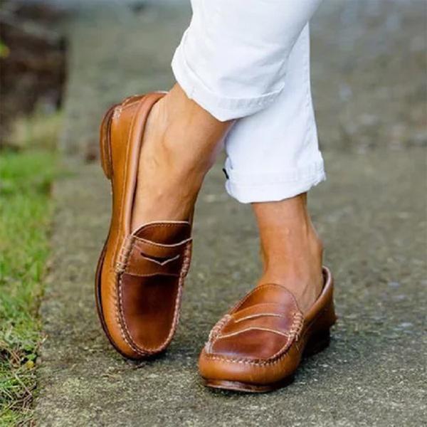 Donna Causale Flats Oxfords Slip On Round Toe Loafers