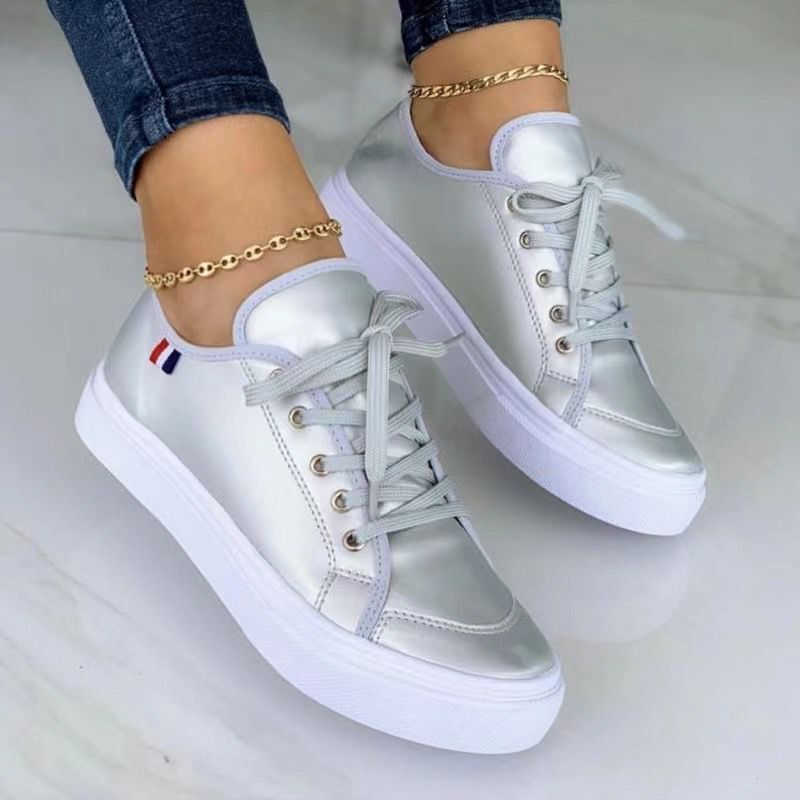 Scarpe casual in gomma da donna con piattaforma a punta tonda