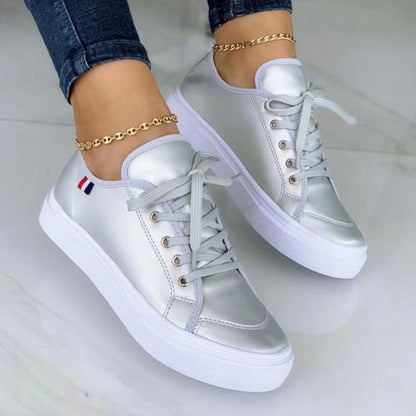Scarpe casual in gomma da donna con piattaforma a punta tonda