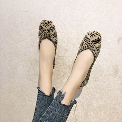 Donna Flats Mesh Ballet Square Toe Slip-On Loafers Breathable Flats