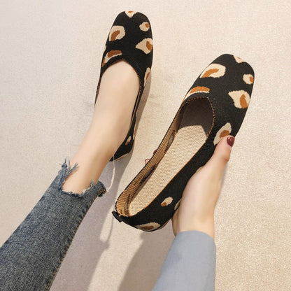 Donna Flats Mesh Ballet Square Toe Slip-On Loafers Breathable Flats