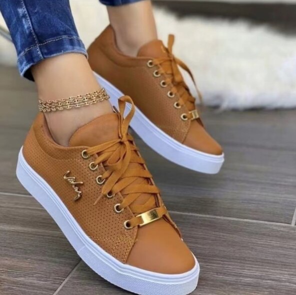 Scarpe casual in gomma da donna con piattaforma a punta tonda