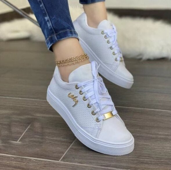 Scarpe casual in gomma da donna con piattaforma a punta tonda