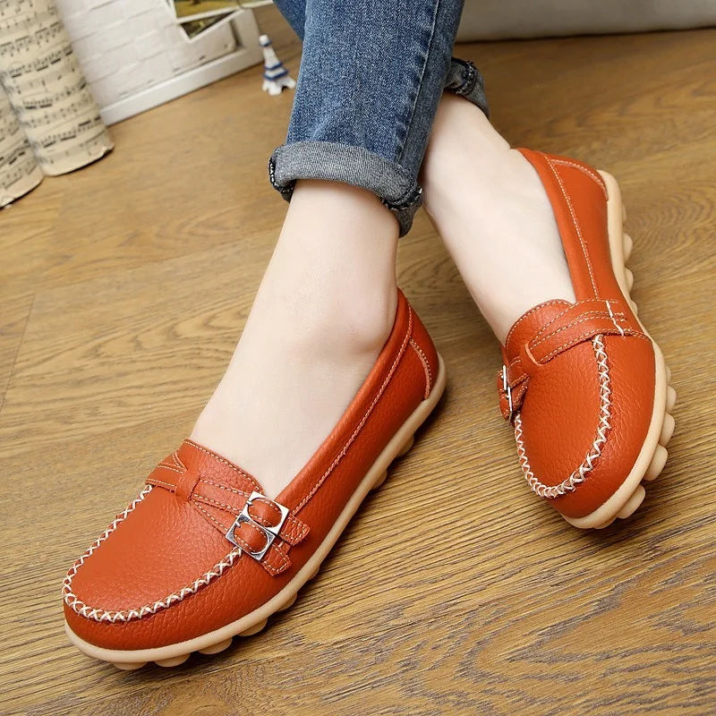 Donna Moda Bambola Scarpe Mocassini in vera pelle