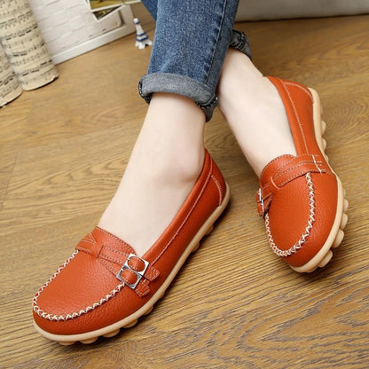 Donna Moda Bambola Scarpe Mocassini in vera pelle