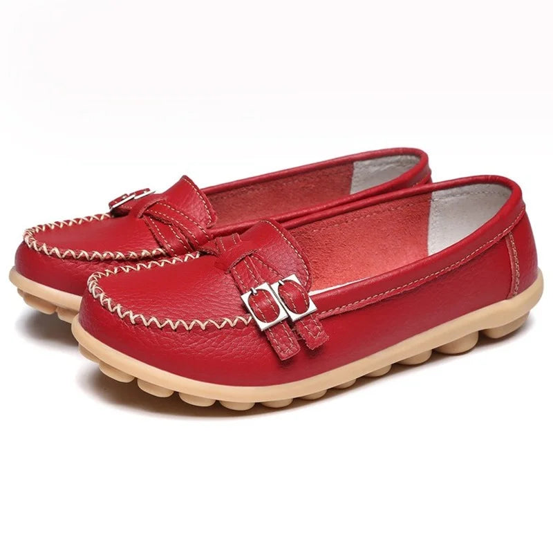 Donna Moda Bambola Scarpe Mocassini in vera pelle