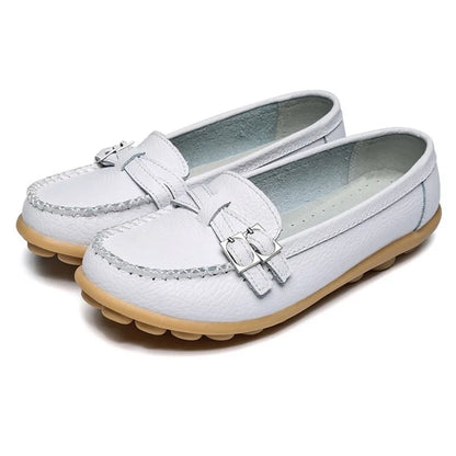 Donna Moda Bambola Scarpe Mocassini in vera pelle