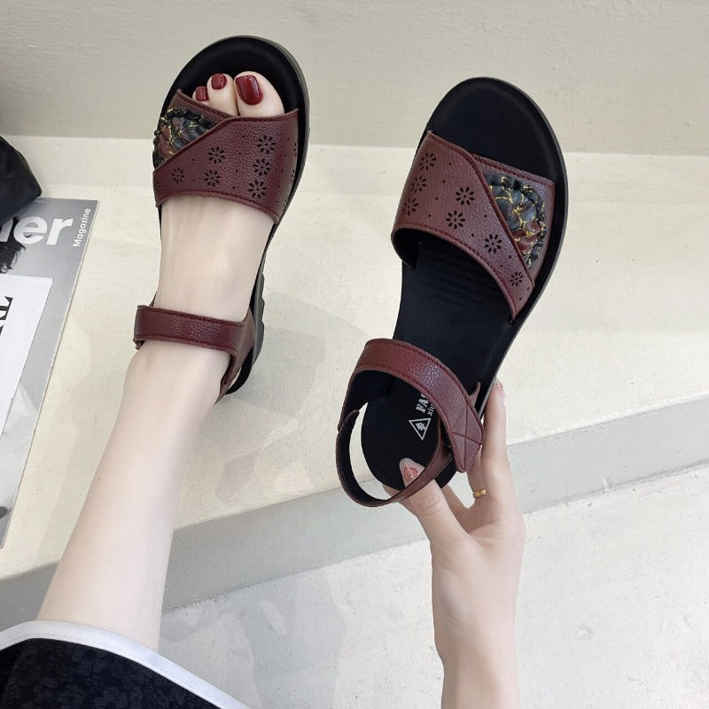 Sandali casual morbidi in pelle da donna
