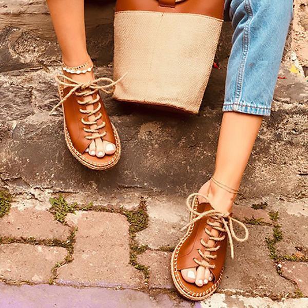 Donne Casual Summer Lace Up Slide Sandals