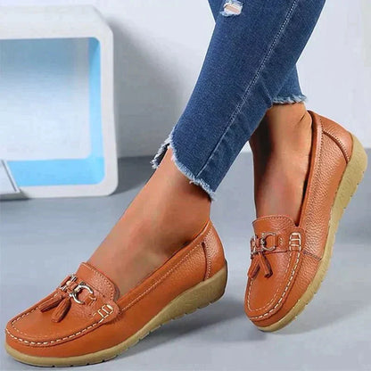 Scarpe piatte da donna in pelle da infermiera