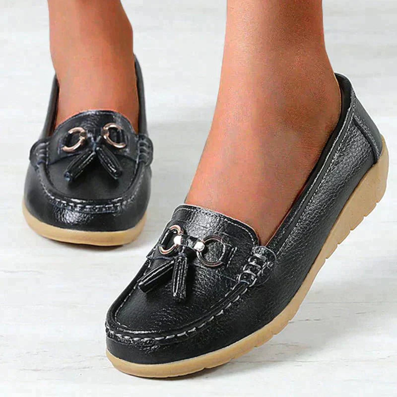 Scarpe piatte da donna in pelle da infermiera