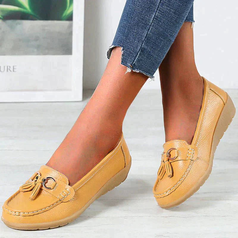 Scarpe piatte da donna in pelle da infermiera