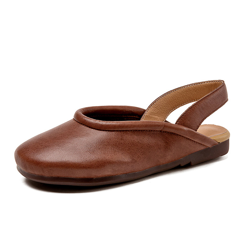 Sandali piatti fatti a mano in pelle morbida, mocassini Slingback