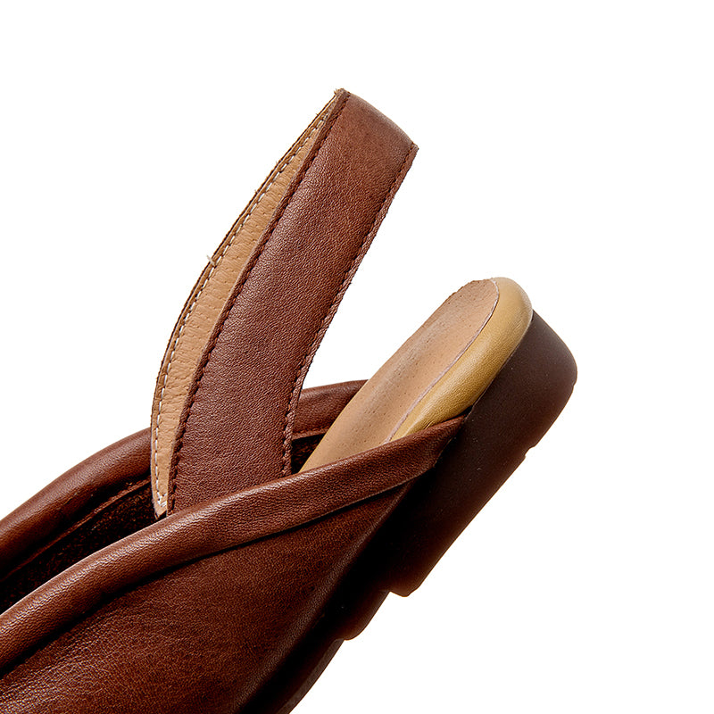 Sandali piatti fatti a mano in pelle morbida, mocassini Slingback