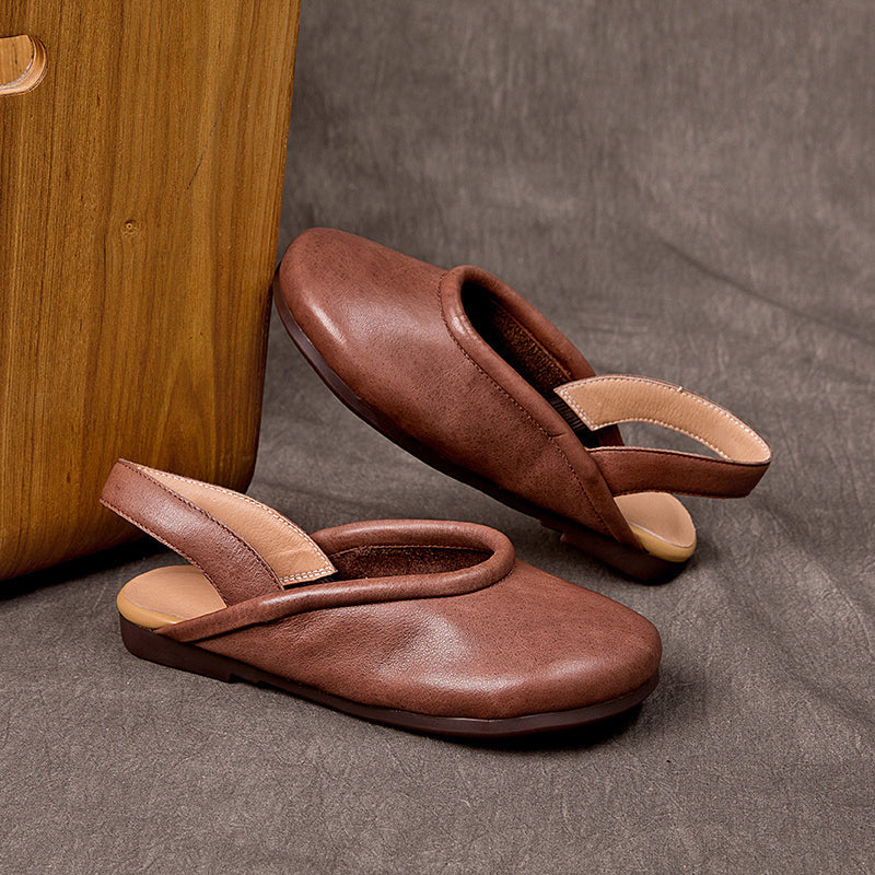 Sandali piatti fatti a mano in pelle morbida, mocassini Slingback