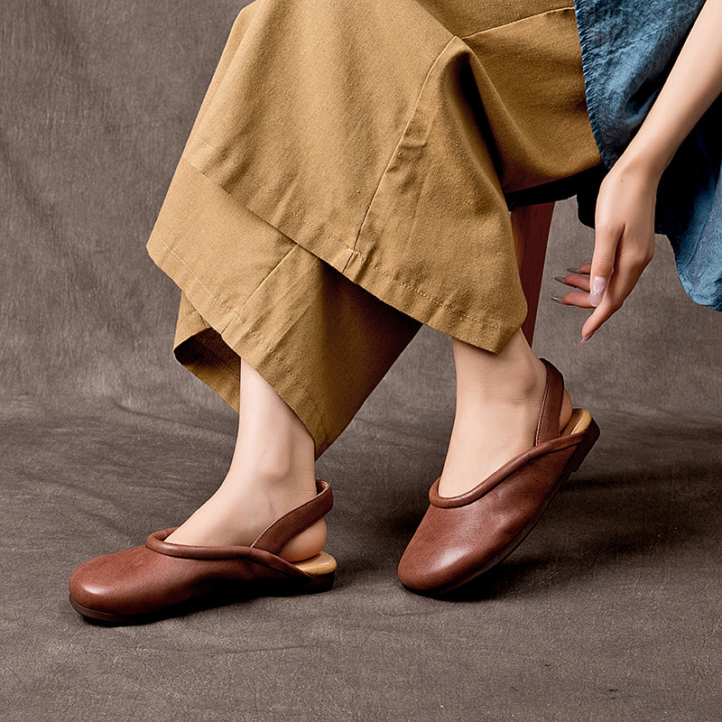 Sandali piatti fatti a mano in pelle morbida, mocassini Slingback