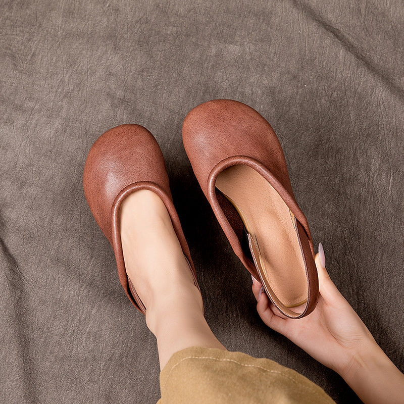 Sandali piatti fatti a mano in pelle morbida, mocassini Slingback