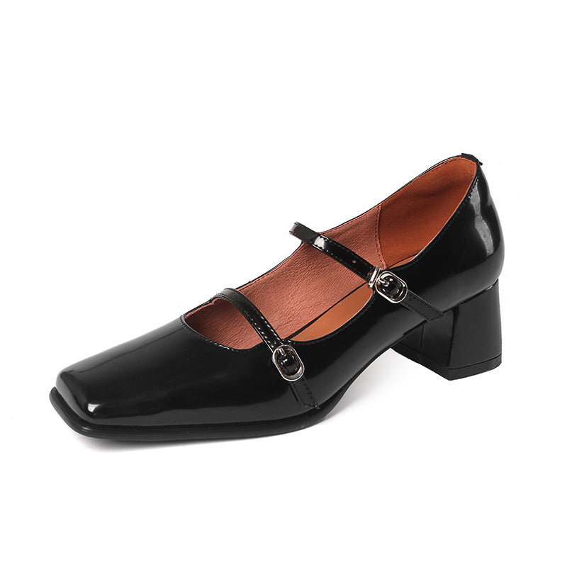 Scarpe quadrate in pelle da donna