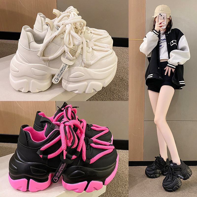 Scarpe da ginnastica con plateau e lacci