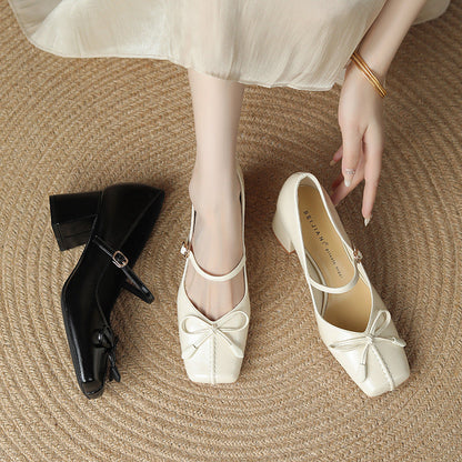 Scarpe da donna di nuovo stile, scarpe con tacco grosso alla francese