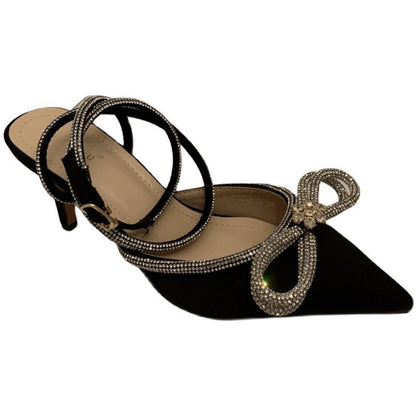 Glamour Glitter Crystal Bowknot Silk Buckle Strap Thin High Heels (Tacchi alti sottili)