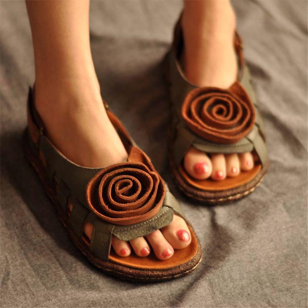 Sandali in pelle fatti a mano da donna