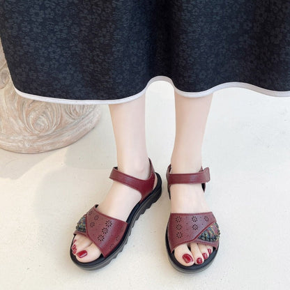Sandali casual morbidi in pelle da donna