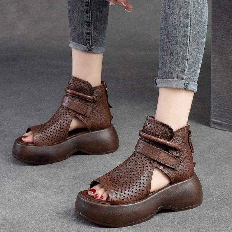 Sandali vintage casual in pelle di alta qualità