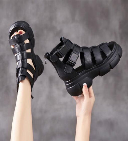 Stivaletto retrò casual in pelle fatto a mano