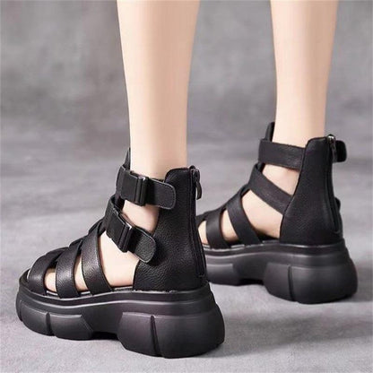 Stivaletto retrò casual in pelle fatto a mano