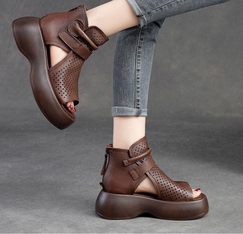 Sandali vintage casual in pelle di alta qualità