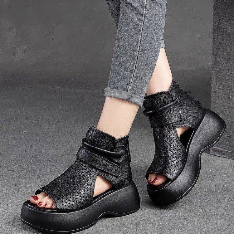Sandali vintage casual in pelle di alta qualità