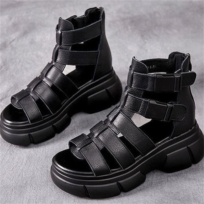 Stivaletto retrò casual in pelle fatto a mano