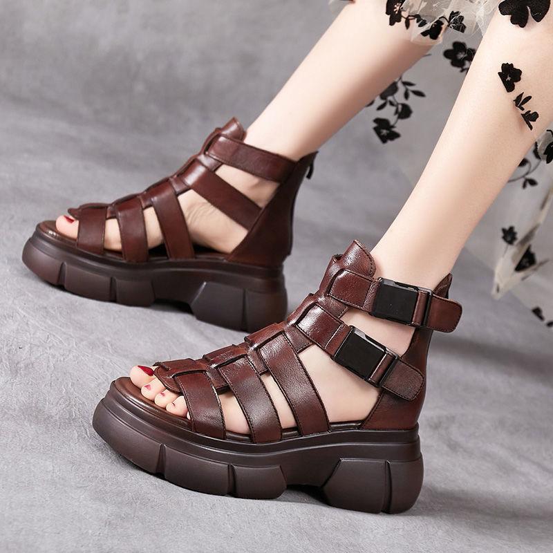Stivaletto retrò casual in pelle fatto a mano
