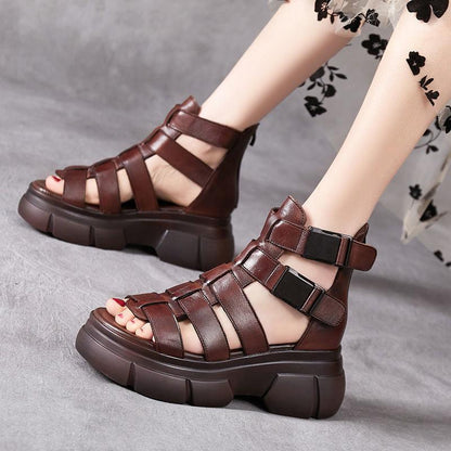 Stivaletto retrò casual in pelle fatto a mano