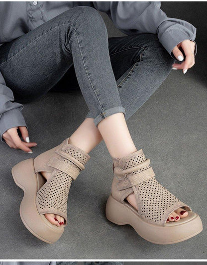 Sandali vintage casual in pelle di alta qualità