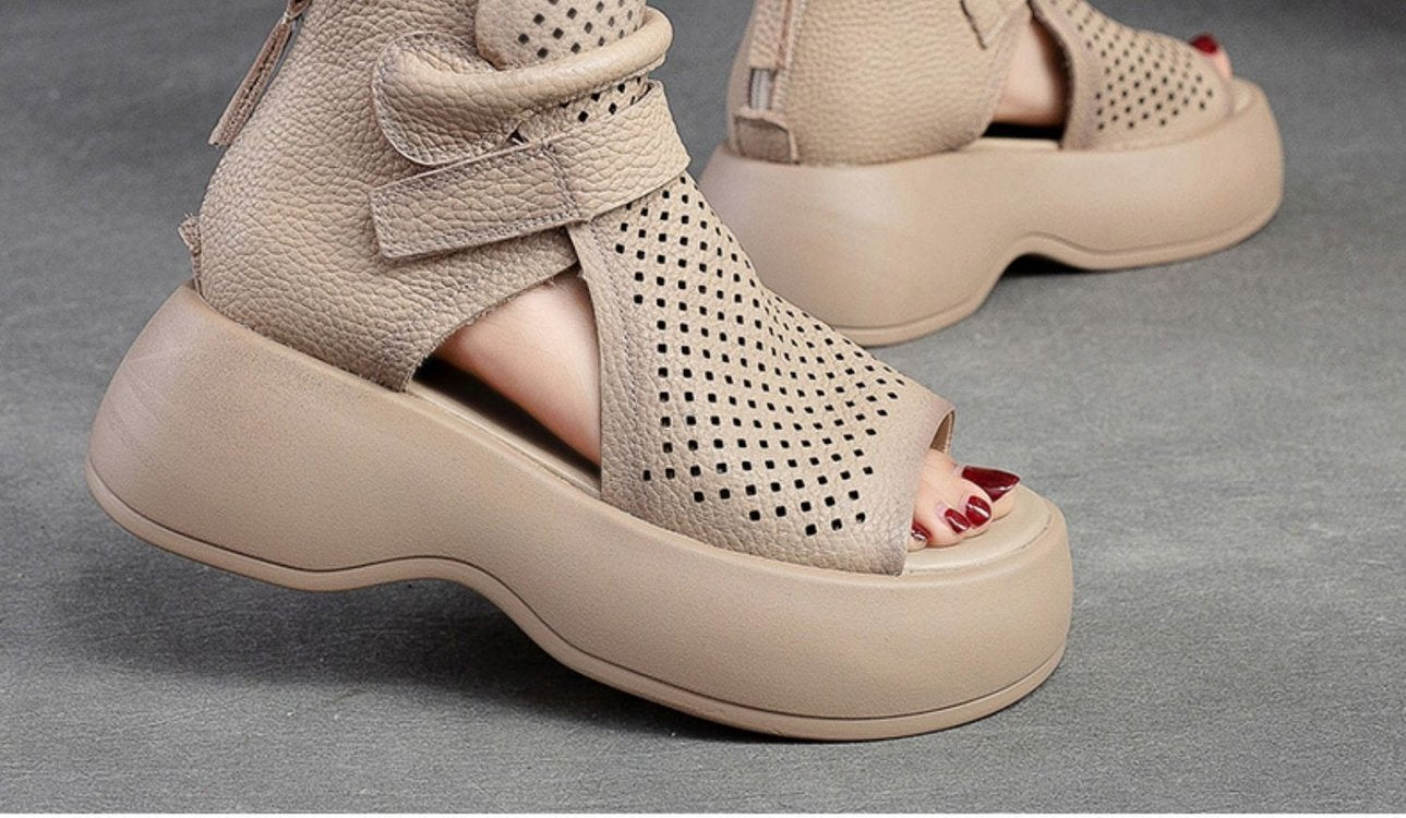 Sandali vintage casual in pelle di alta qualità