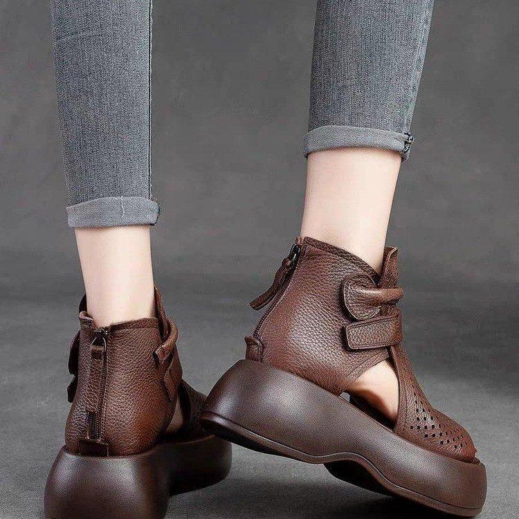 Sandali vintage casual in pelle di alta qualità