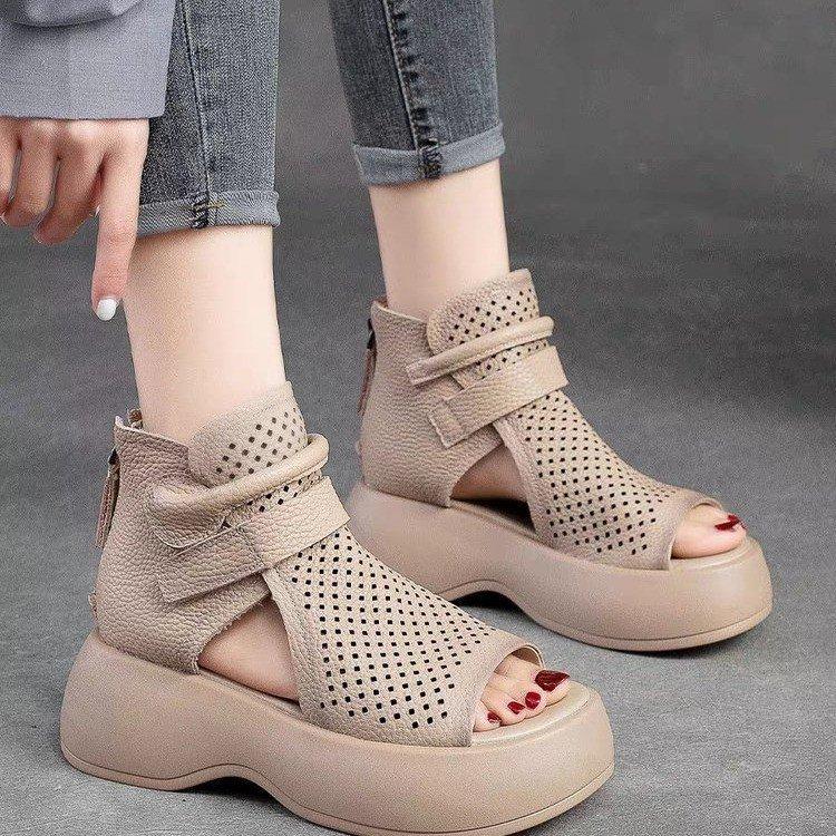 Sandali vintage casual in pelle di alta qualità