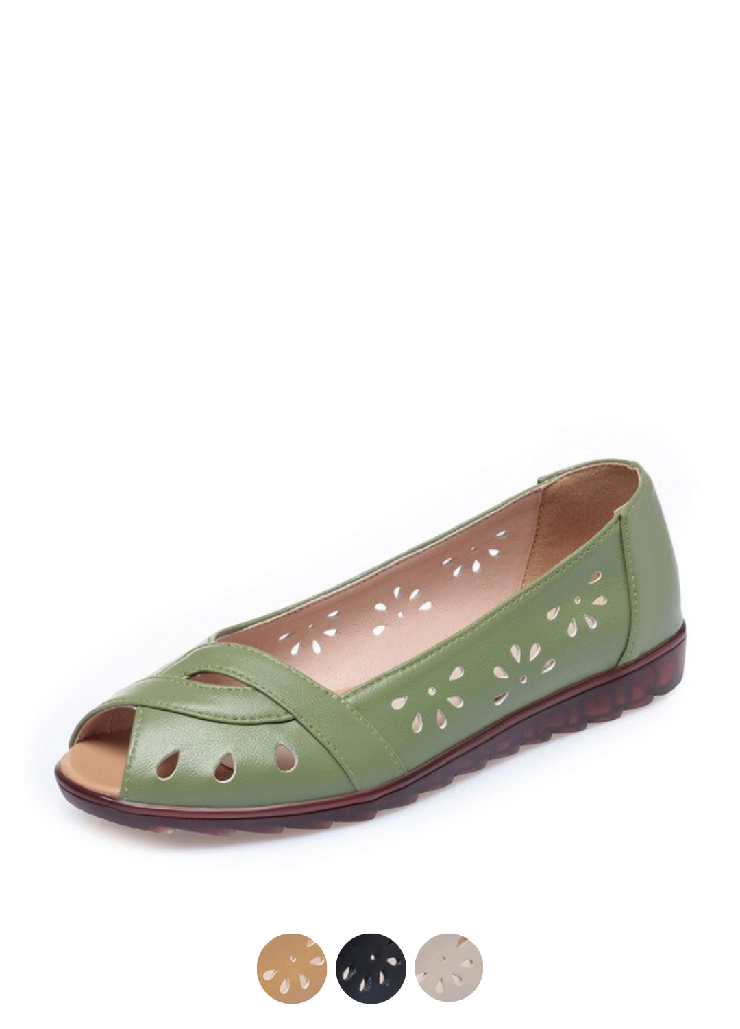 Mocassini open toe in pelle traspirante