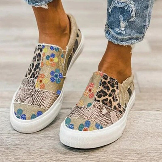 Leisure Patchwork Comode scarpe piatte di tela da donna