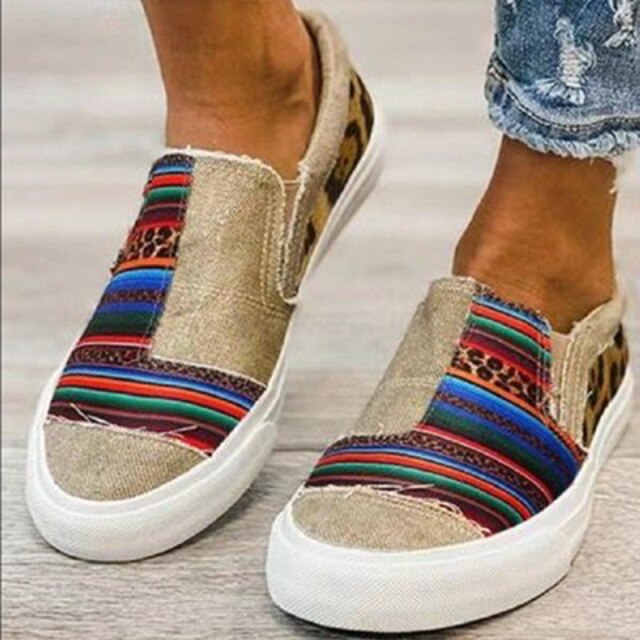 Leisure Patchwork Comode scarpe piatte di tela da donna