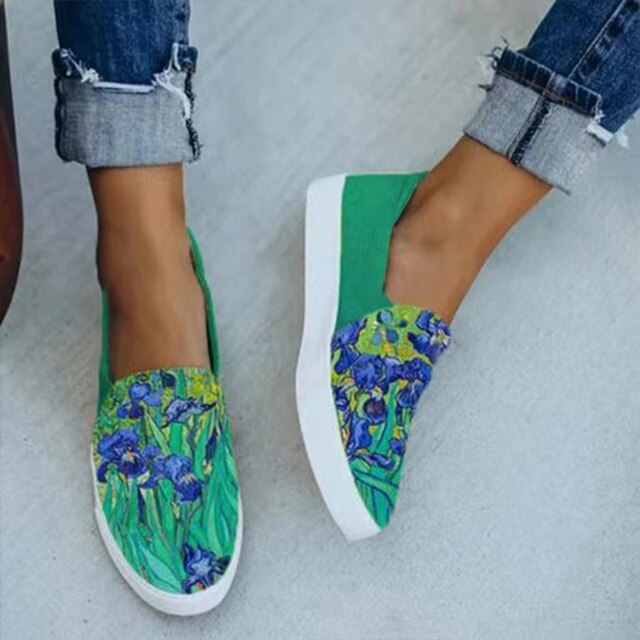 Leisure Patchwork Comode scarpe piatte di tela da donna