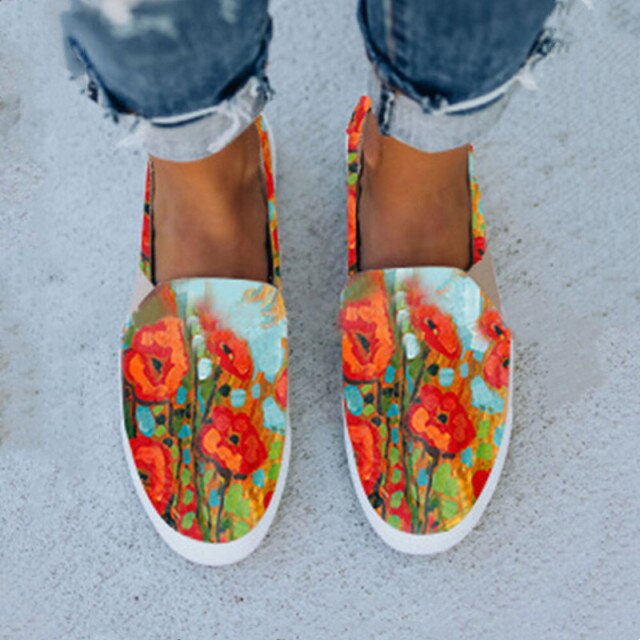 Leisure Patchwork Comode scarpe piatte di tela da donna