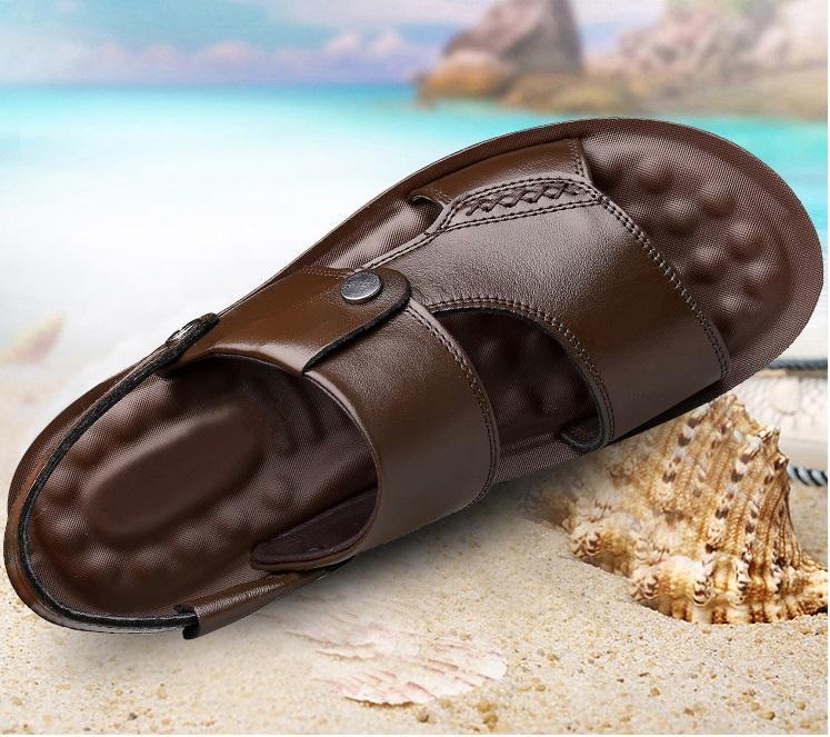 Uomo Pelle Casual Spiaggia Pantofola Sandali