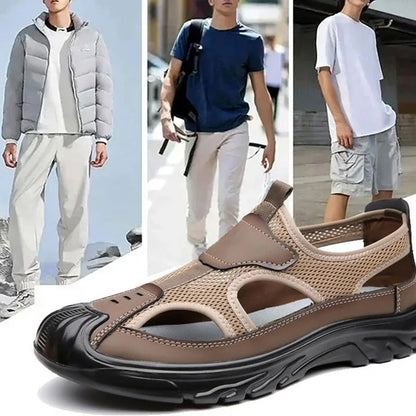 Sandali da uomo in pelle a rete
